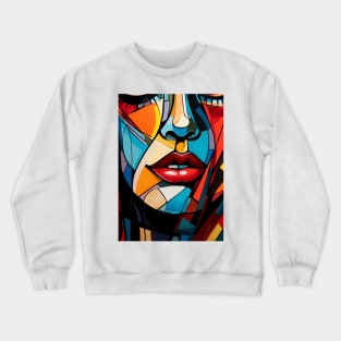 Colorful Face of a Woman Abstract Art Crewneck Sweatshirt